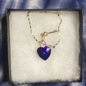 Gold Necklace with Blue Heart Pendant
